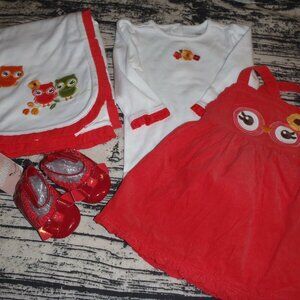 Gymboree Adorable Owl Blanket 6-12 Month Dress Bodysuit Shoes Outfit NWT